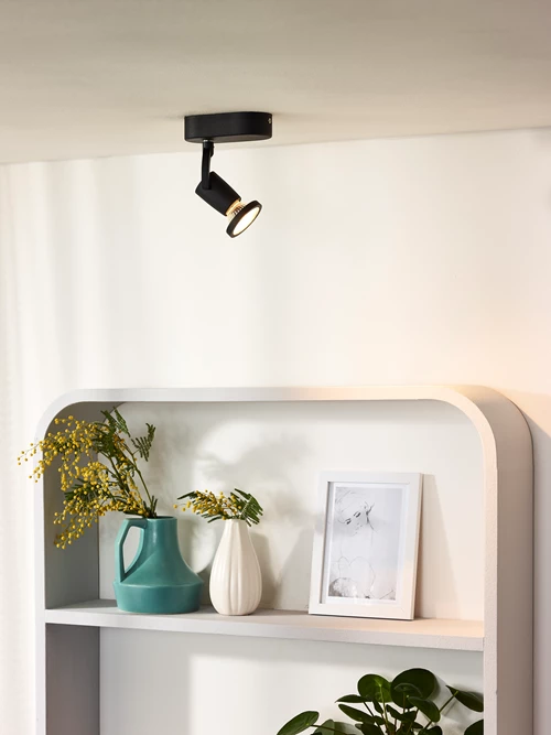 Lucide JASTER-LED - Foco de techo - LED - GU10 - 1x5W 2700K - Negro - ambiente 1